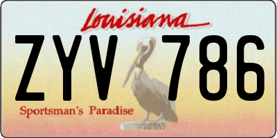 LA license plate ZYV786