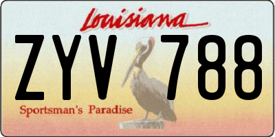 LA license plate ZYV788