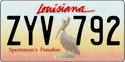 LA license plate ZYV792