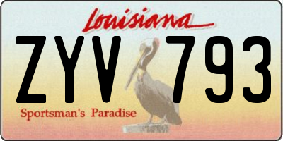 LA license plate ZYV793