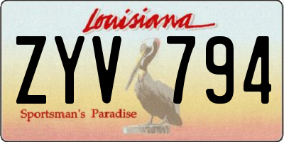 LA license plate ZYV794