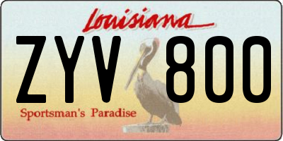 LA license plate ZYV800