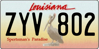 LA license plate ZYV802