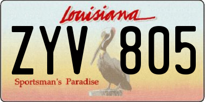 LA license plate ZYV805
