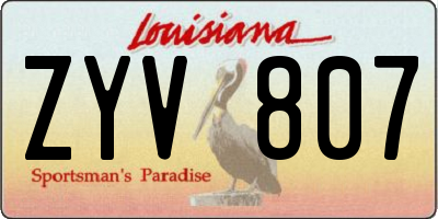 LA license plate ZYV807