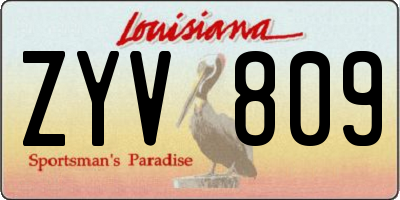 LA license plate ZYV809