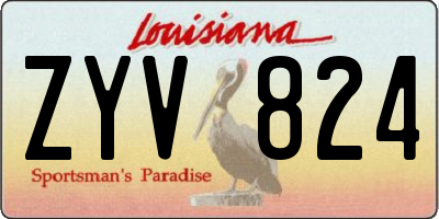 LA license plate ZYV824