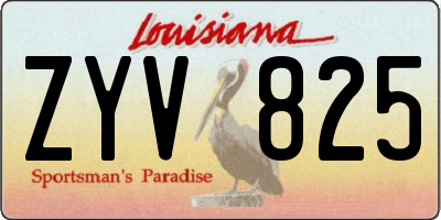 LA license plate ZYV825