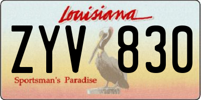 LA license plate ZYV830
