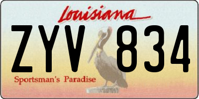 LA license plate ZYV834