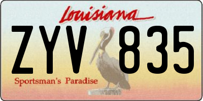 LA license plate ZYV835