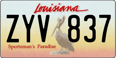 LA license plate ZYV837