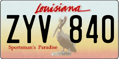 LA license plate ZYV840