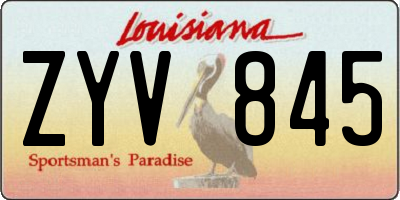 LA license plate ZYV845