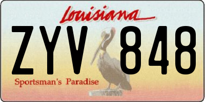 LA license plate ZYV848