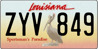 LA license plate ZYV849