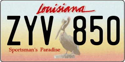 LA license plate ZYV850