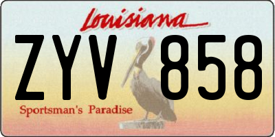 LA license plate ZYV858