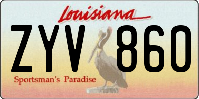 LA license plate ZYV860
