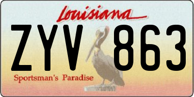 LA license plate ZYV863