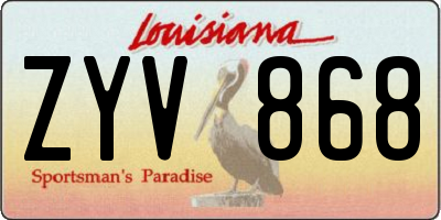 LA license plate ZYV868