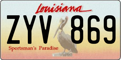 LA license plate ZYV869