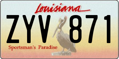 LA license plate ZYV871