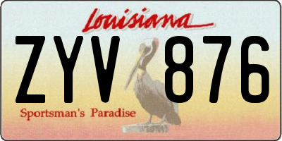 LA license plate ZYV876