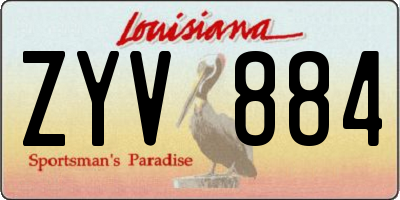 LA license plate ZYV884