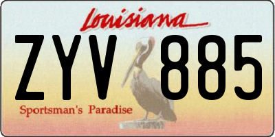 LA license plate ZYV885