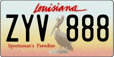 LA license plate ZYV888