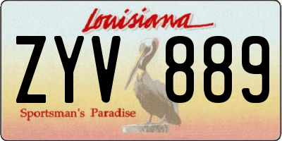 LA license plate ZYV889