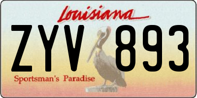 LA license plate ZYV893