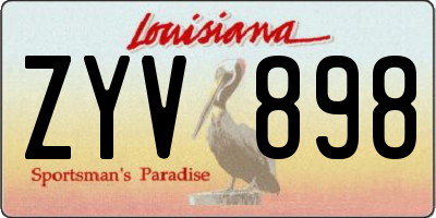 LA license plate ZYV898