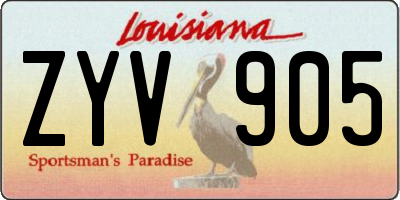 LA license plate ZYV905