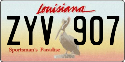 LA license plate ZYV907