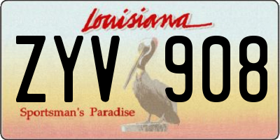 LA license plate ZYV908
