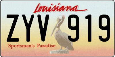 LA license plate ZYV919