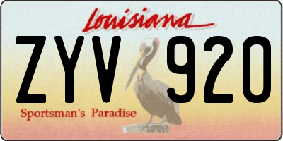 LA license plate ZYV920