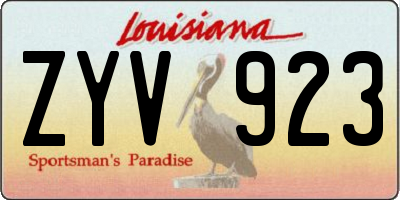 LA license plate ZYV923