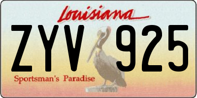 LA license plate ZYV925