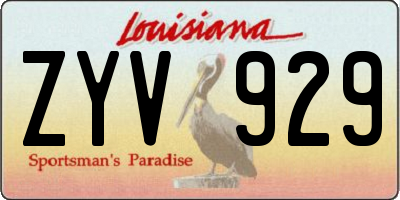 LA license plate ZYV929