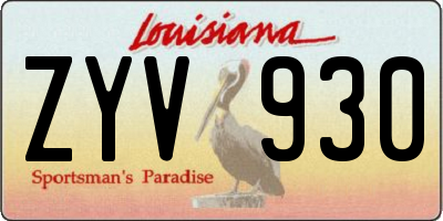 LA license plate ZYV930