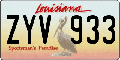 LA license plate ZYV933
