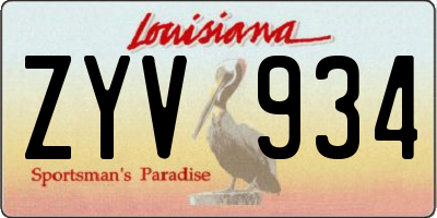 LA license plate ZYV934