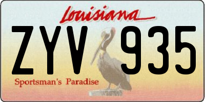 LA license plate ZYV935