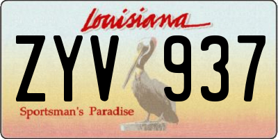 LA license plate ZYV937
