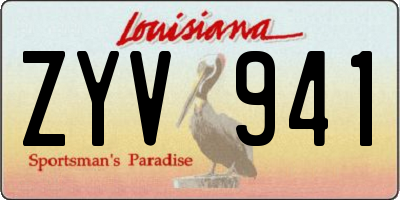 LA license plate ZYV941