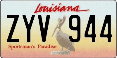 LA license plate ZYV944