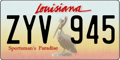 LA license plate ZYV945